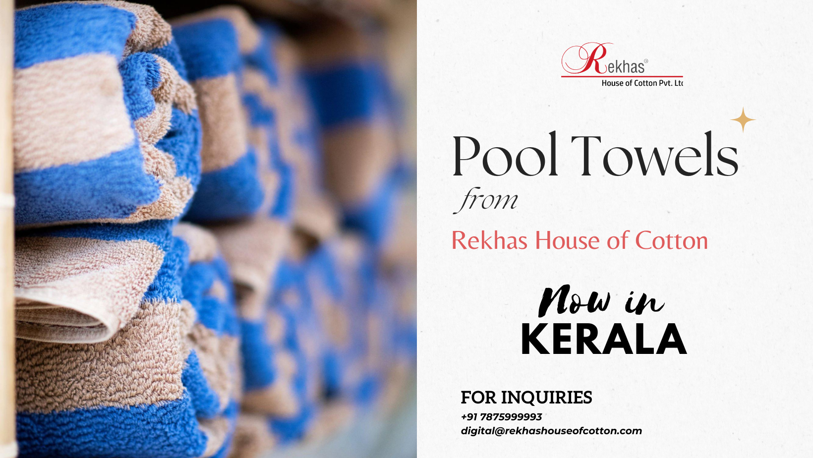 Get the best Pool towels in Kochi, Kerala at cheap & reasonable rate from Rekhas house of Cotton.